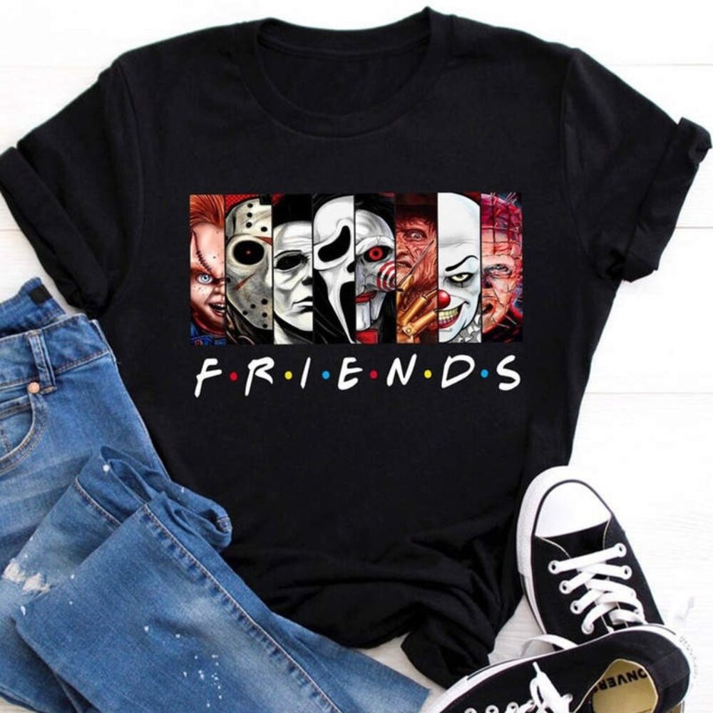 Friends Halloween T-Shirt Funny Horror Movie Characters Crossover Tee103